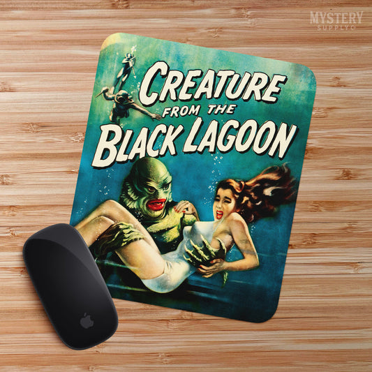 Creature from the Black Lagoon 1954 vintage horror monster gill man movie poster mousepad from Mystery Supply Co. @mysterysupplyco