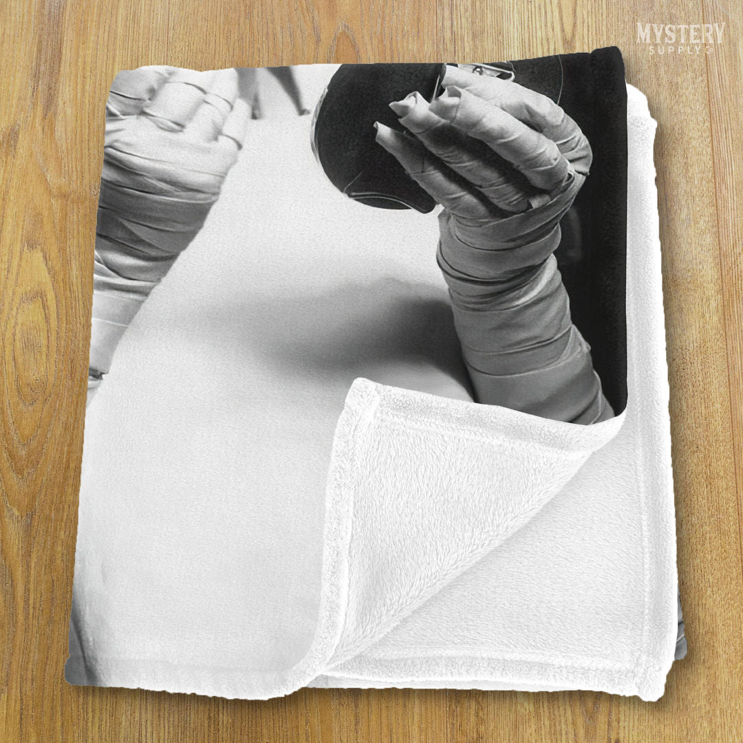 Bride of Frankenstein 1935 Vintage Horror Movie Monster Black and White Makeup Lipstick Behind the Scenes Photo velveteen plush throw blanket from Mystery Supply Co. @mysterysupplyco