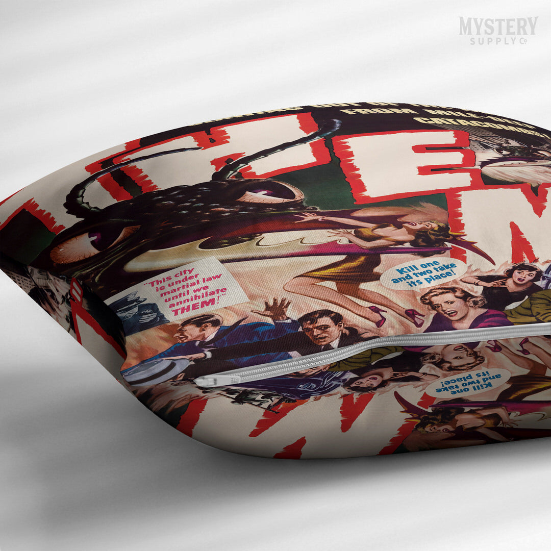 Them 1954 vintage science fiction horror monster ants double sided decorative throw pillow home decor from Mystery Supply Co. @mysterysupplyco