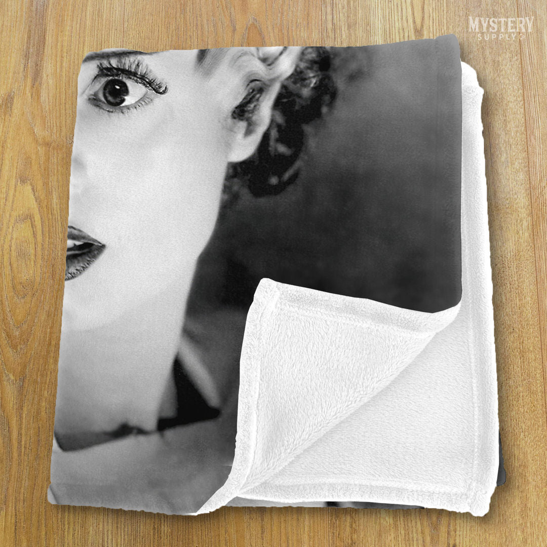 Bride of Frankenstein 1935 Vintage Elsa Lanchester Horror Movie Monster Black and White Photo reproduction velveteen plush throw blanket from Mystery Supply Co. @mysterysupplyco