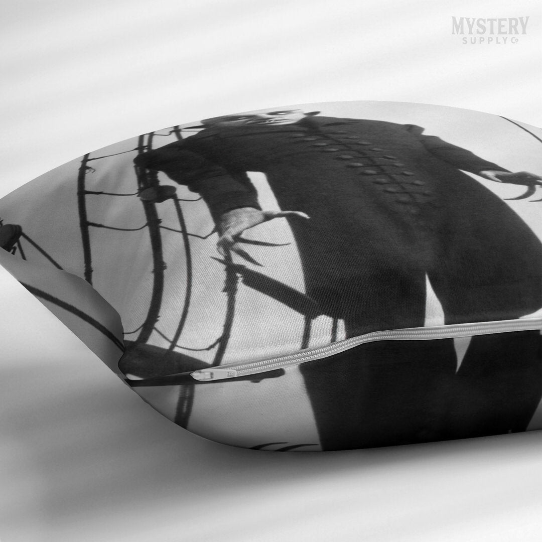 Nosferatu 1922 vintage horror monster vampire movie Dracula Count Orlok double sided decorative throw pillow home decor from Mystery Supply Co. @mysterysupplyco
