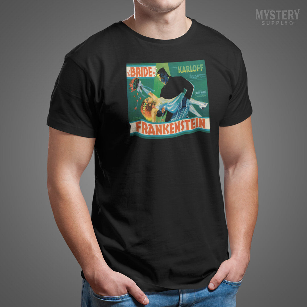 Bride of Frankenstein 1935 vintage promotional illustration horror monster movie poster Mens Womens Unisex T-Shirt from Mystery Supply Co. @mysterysupplyco