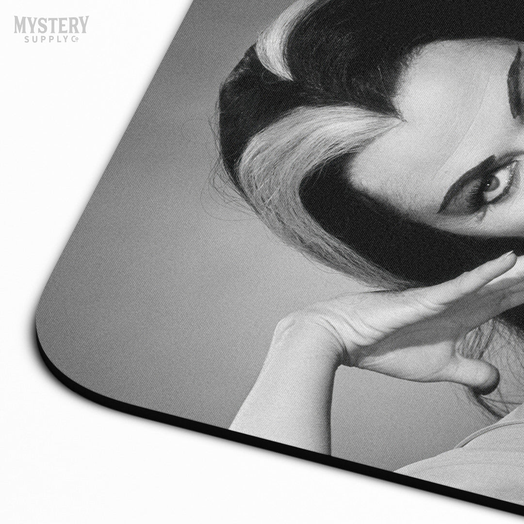 Lily Munster Yvonne De Carlo 1960s Vintage The Munsters Vampire Horror Monster Beauty Black and White Photo mousepad office decor desk accessories from Mystery Supply Co. @mysterysupplyco