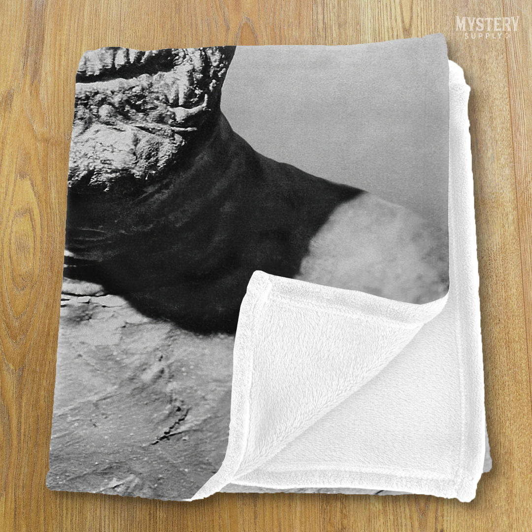 The Mummy 1932 Vintage Horror Movie Monster Boris Karloff Black and White Photo velveteen plush throw blanket from Mystery Supply Co. @mysterysupplyco