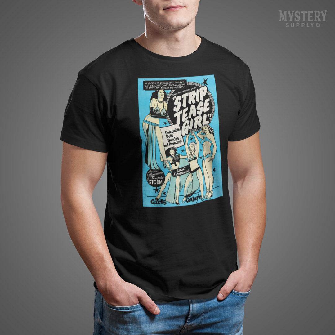 Strip Tease Girl 1952 vintage burlesque stripper adult Tempest Storm Mens Womens Unisex T-Shirt from Mystery Supply Co. @mysterysupplyco