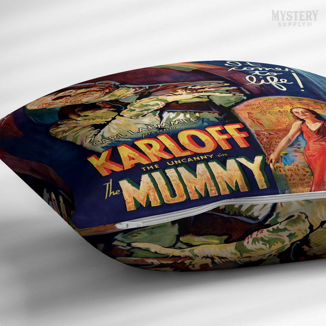 Mummy vintage horror monster double sided decorative throw pillow home decor from Mystery Supply Co. @mysterysupplyco
