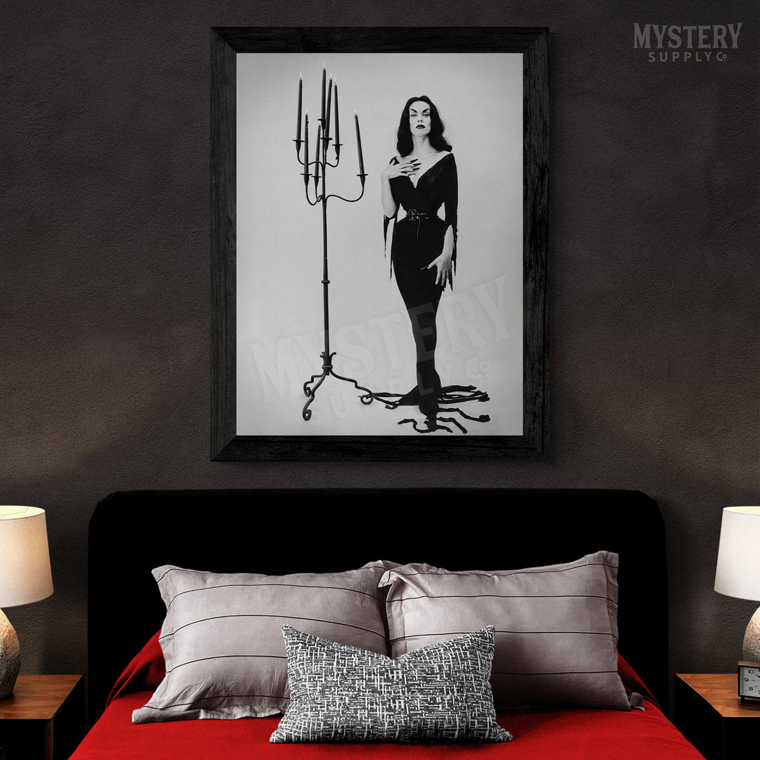 Vampira Vintage Maila Nurmi Vampire Horror Scream Queen Beauty Black and White Photo reproduction from Mystery Supply Co. @mysterysupplyco