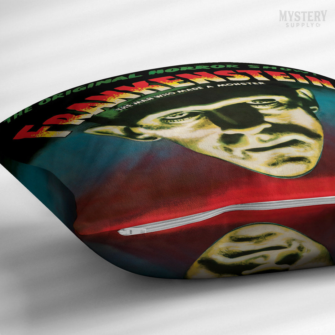 Frankenstein vintage horror monster double sided decorative throw pillow home decor from Mystery Supply Co. @mysterysupplyco