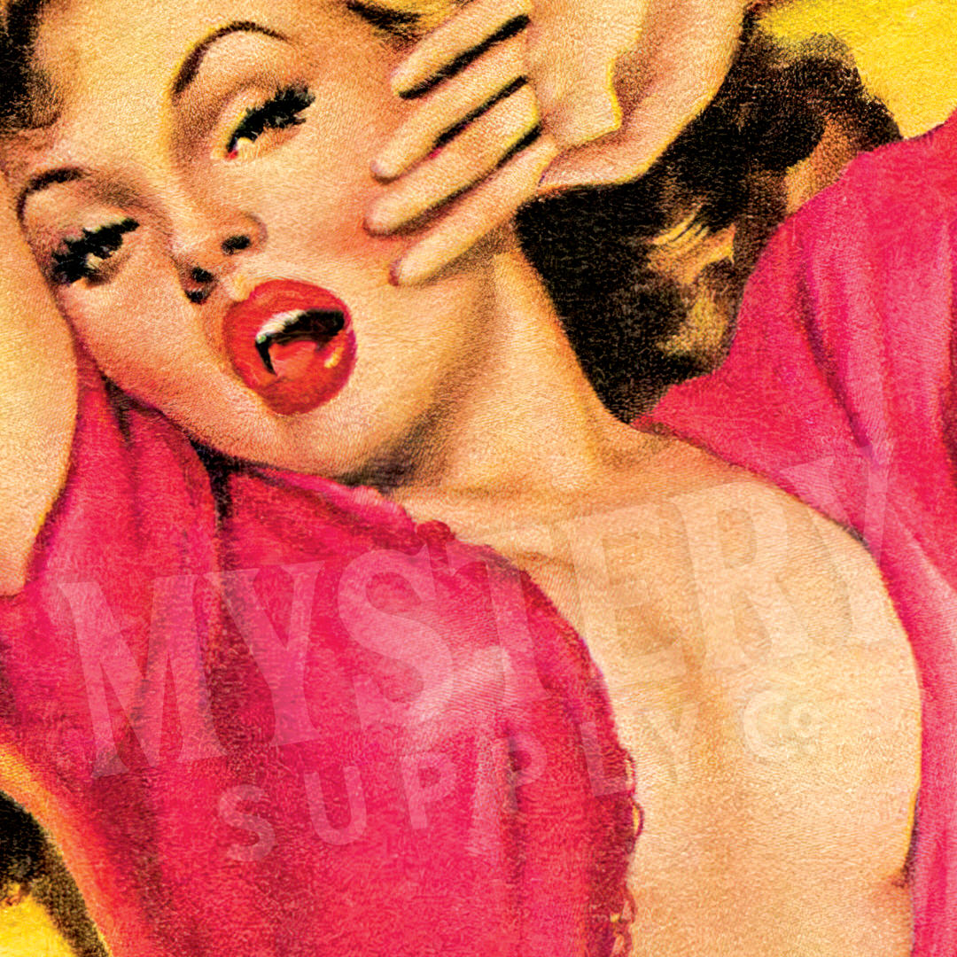 Whisper November 1952 vintage pinup lingerie stockings heels pulp magazine cover reproduction from Mystery Supply Co. @mysterysupplyco