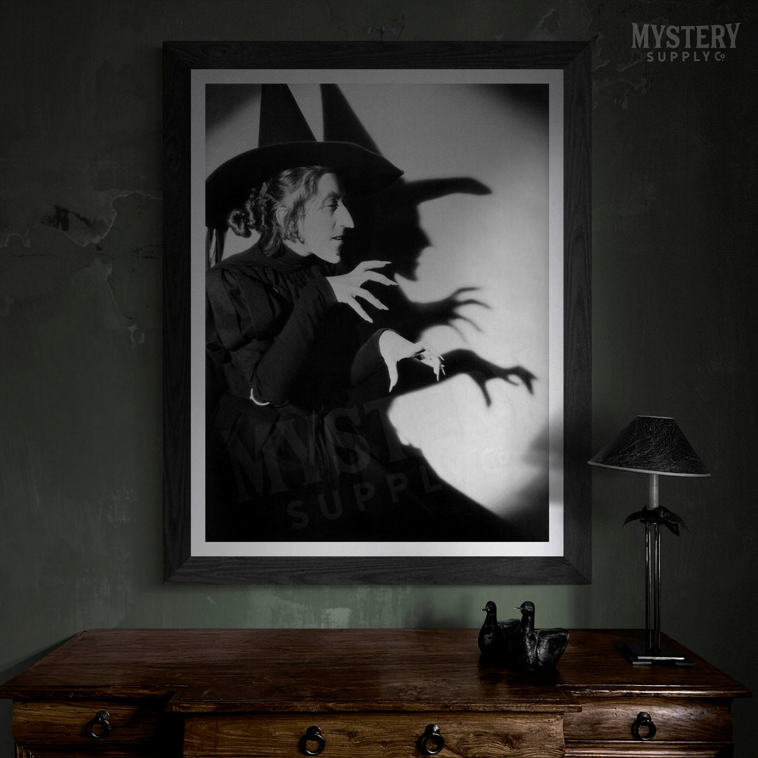 Wicked Witch of the West 1930s vintage profile with shadow Margaret Hamilton Wizard of Oz black and white movie photo reproduction from Mystery Supply Co. @mysterysupplyco