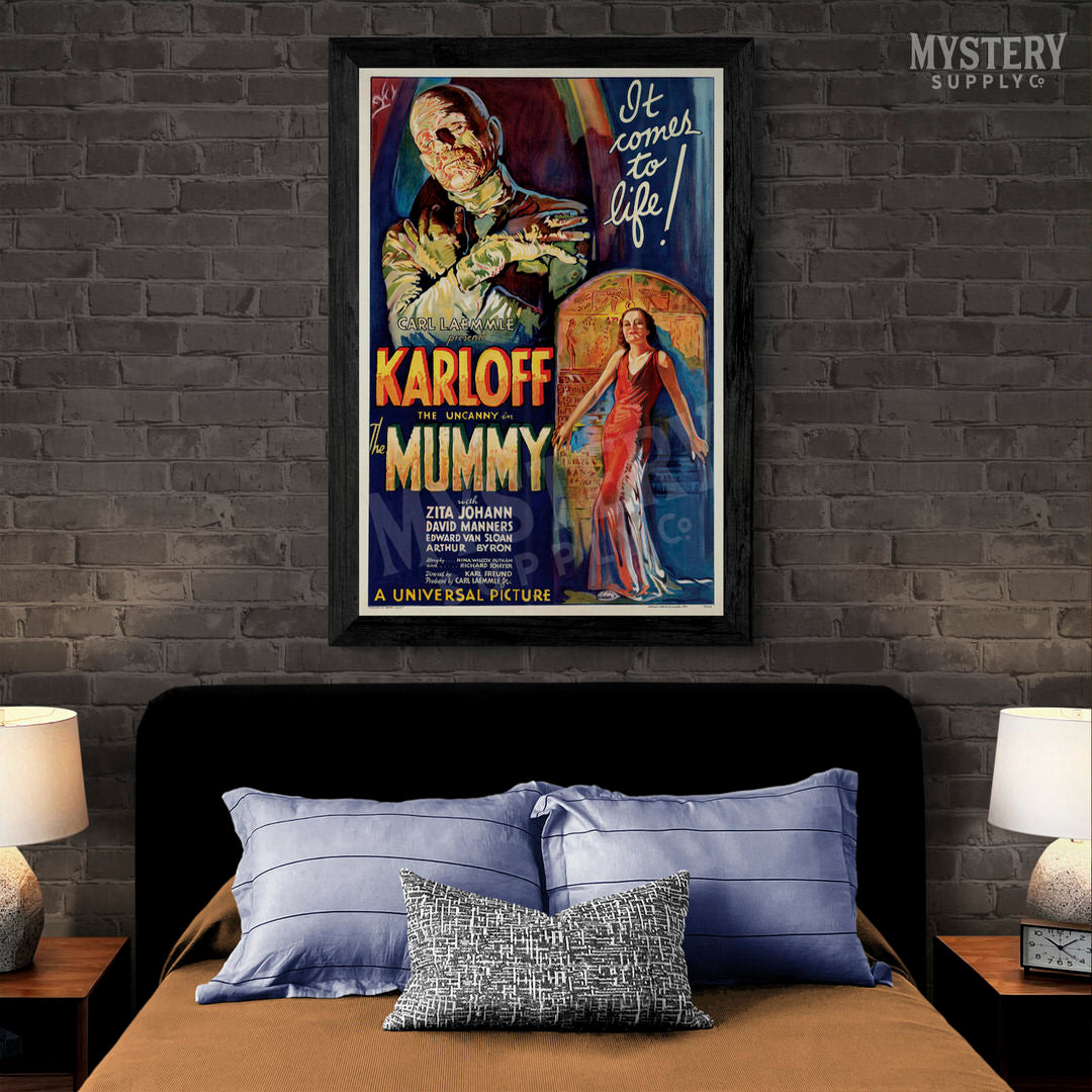The Mummy 1932 vintage Boris Karloff horror monster movie poster reproduction from Mystery Supply Co. @mysterysupplyco