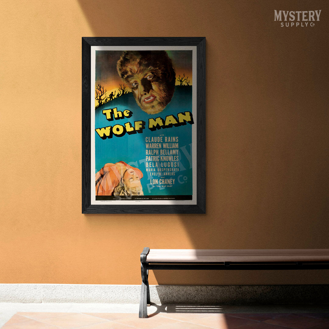 The Wolf Man 1941 vintage Lon Chaney Jr. horror monster werewolf movie poster reproduction from Mystery Supply Co. @mysterysupplyco