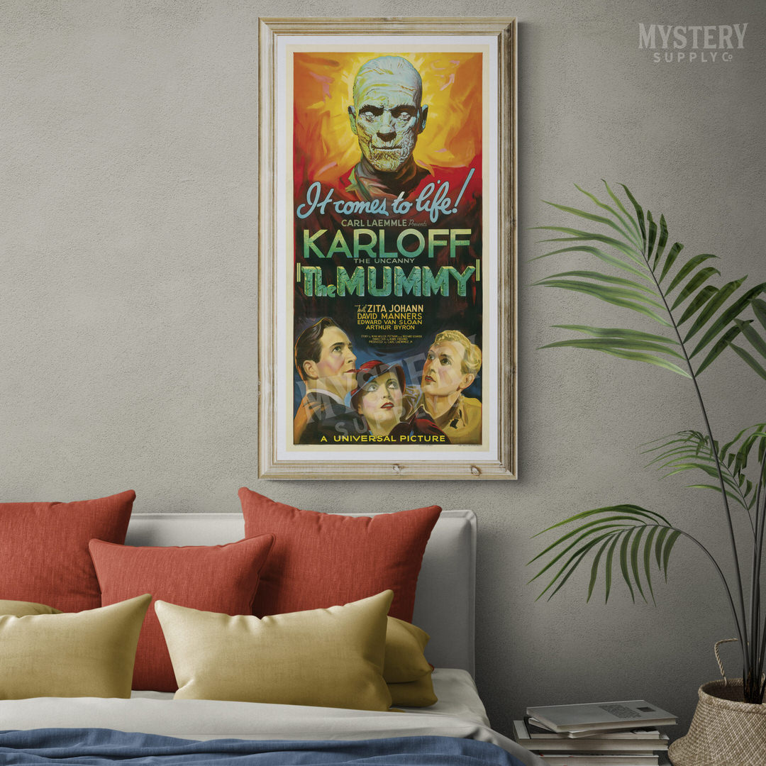 The Mummy 1932 vintage horror monster Boris Karloff movie poster reproduction from Mystery Supply Co. @mysterysupplyco