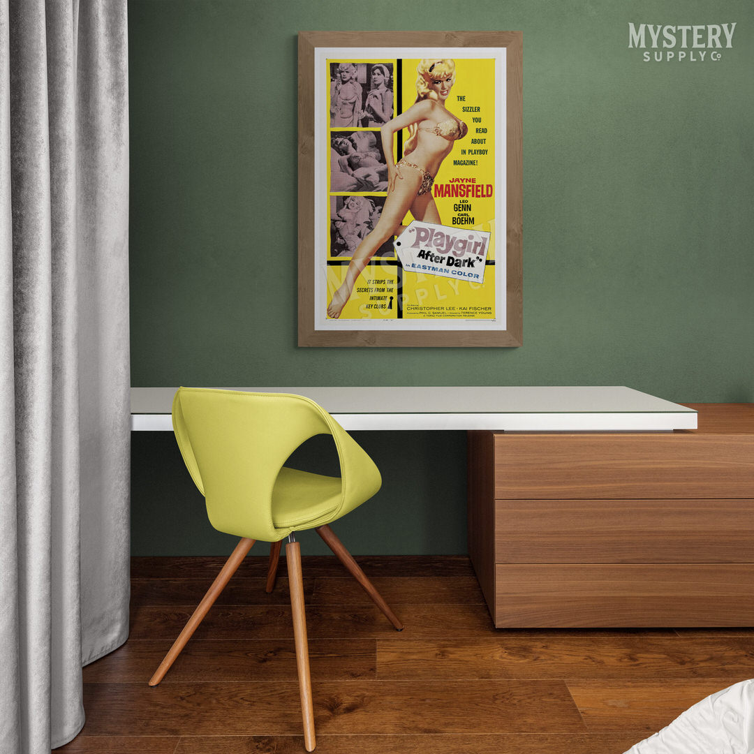 Playgirl After Dark 1961 vintage crime sexploitation Jayne Mansfield movie poster reproduction from Mystery Supply Co. @mysterysupplyco