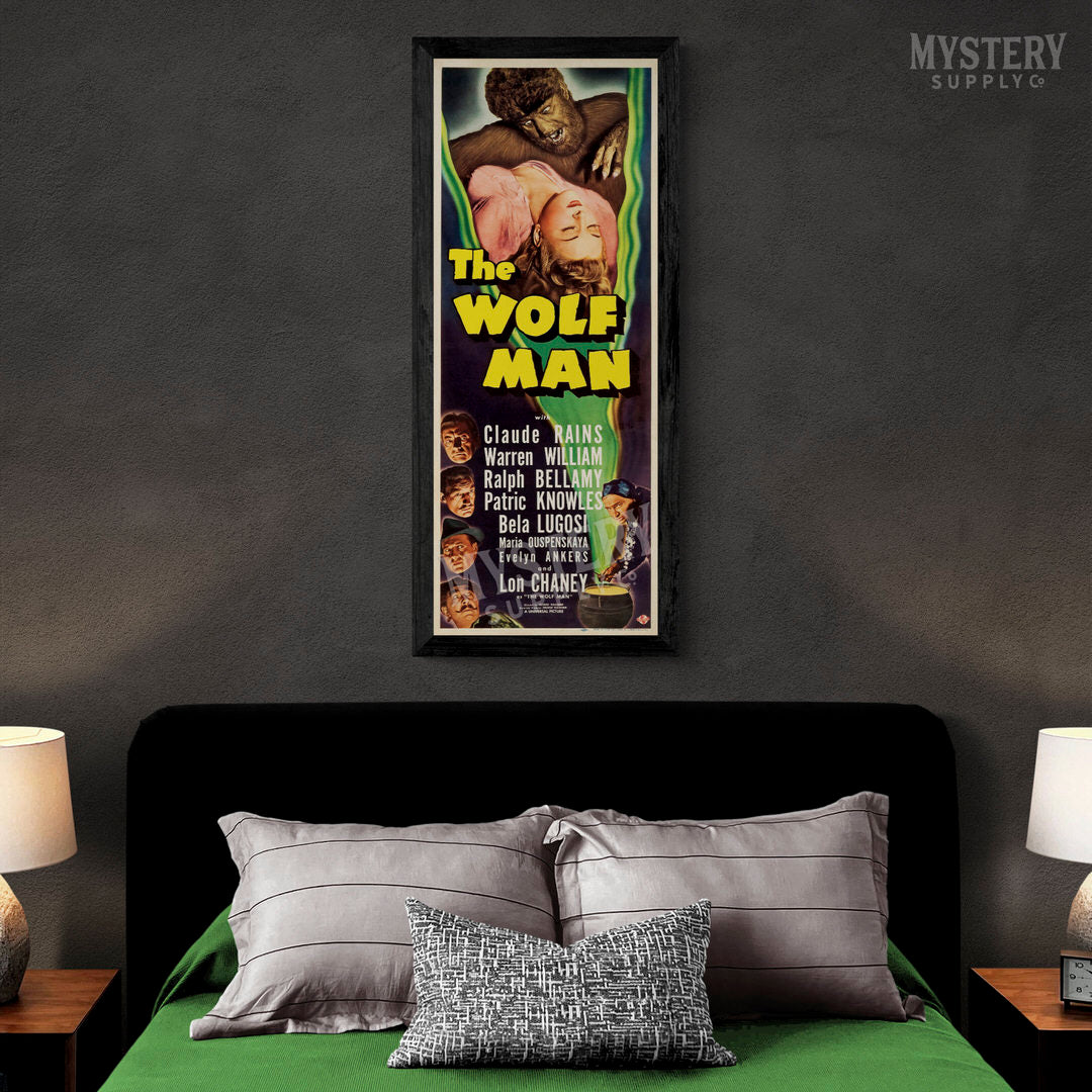 The Wolf Man 1941 vintage horror Lon Chaney Jr. monster werewolf movie poster reproduction from Mystery Supply Co. @mysterysupplyco