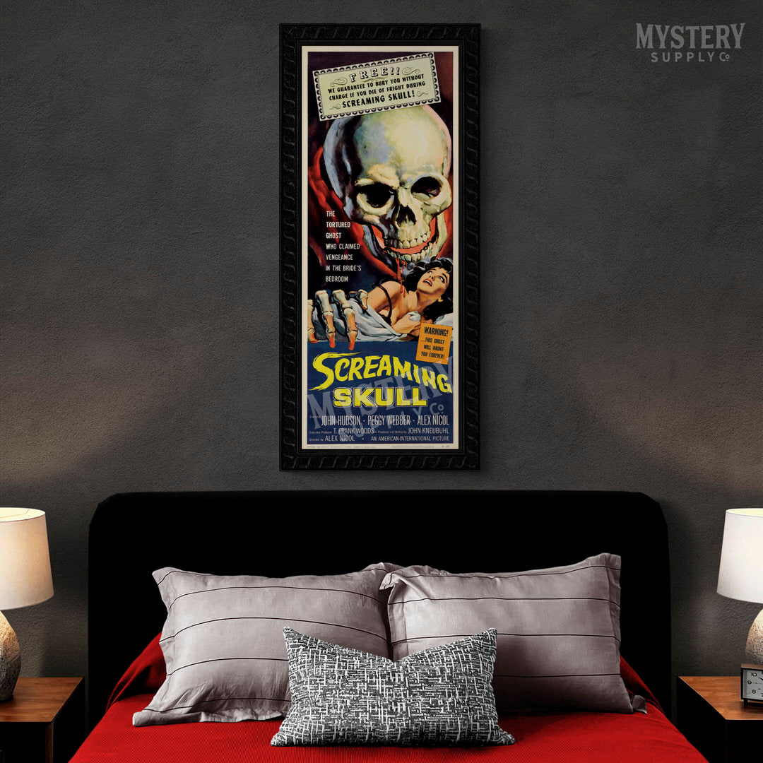 Screaming Skull 1958 vintage horror skull ghost monster movie poster reproduction from Mystery Supply Co. @mysterysupplyco