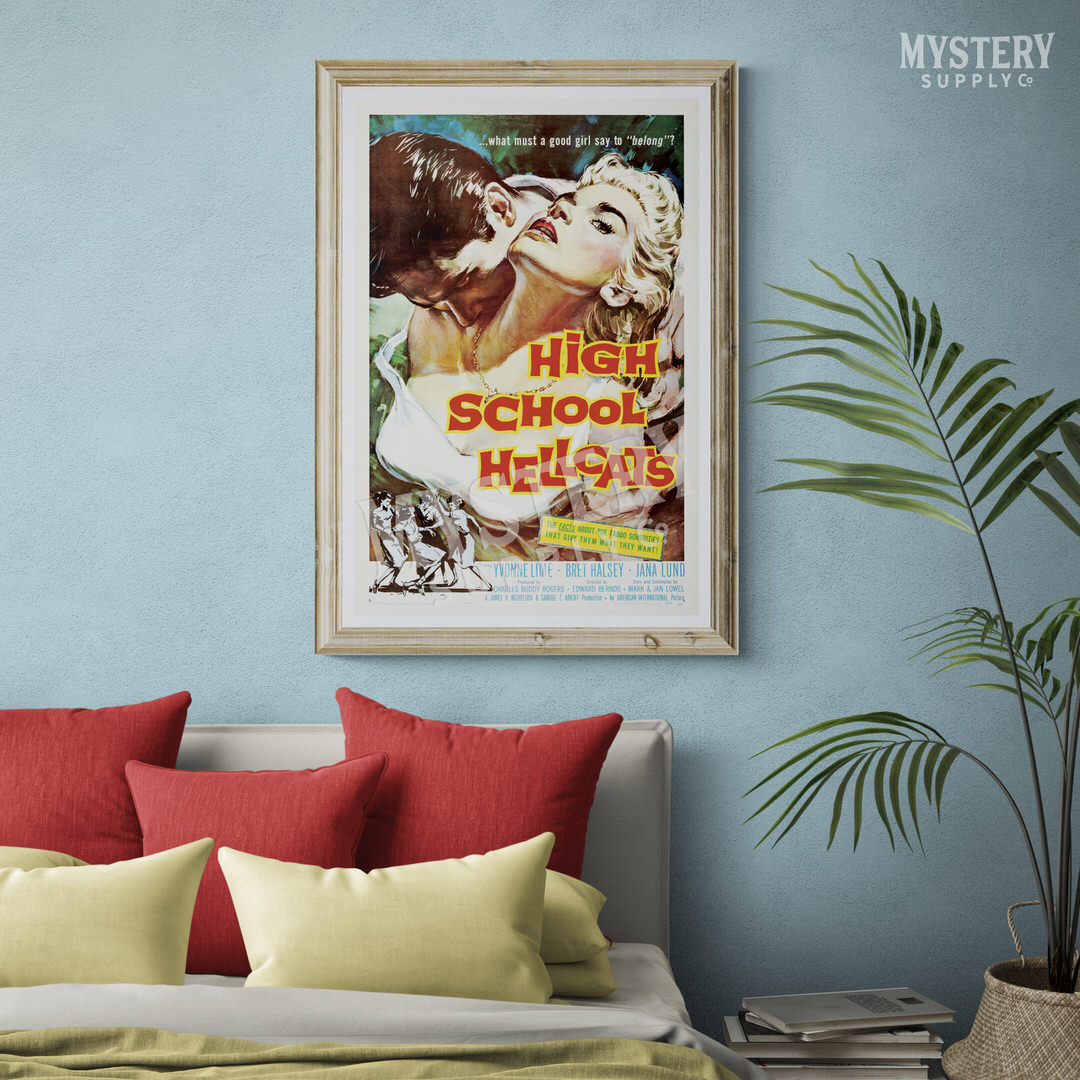 High School Hellcats 1958 vintage teenage crime exploitation movie poster reproduction from Mystery Supply Co. @mysterysupplyco