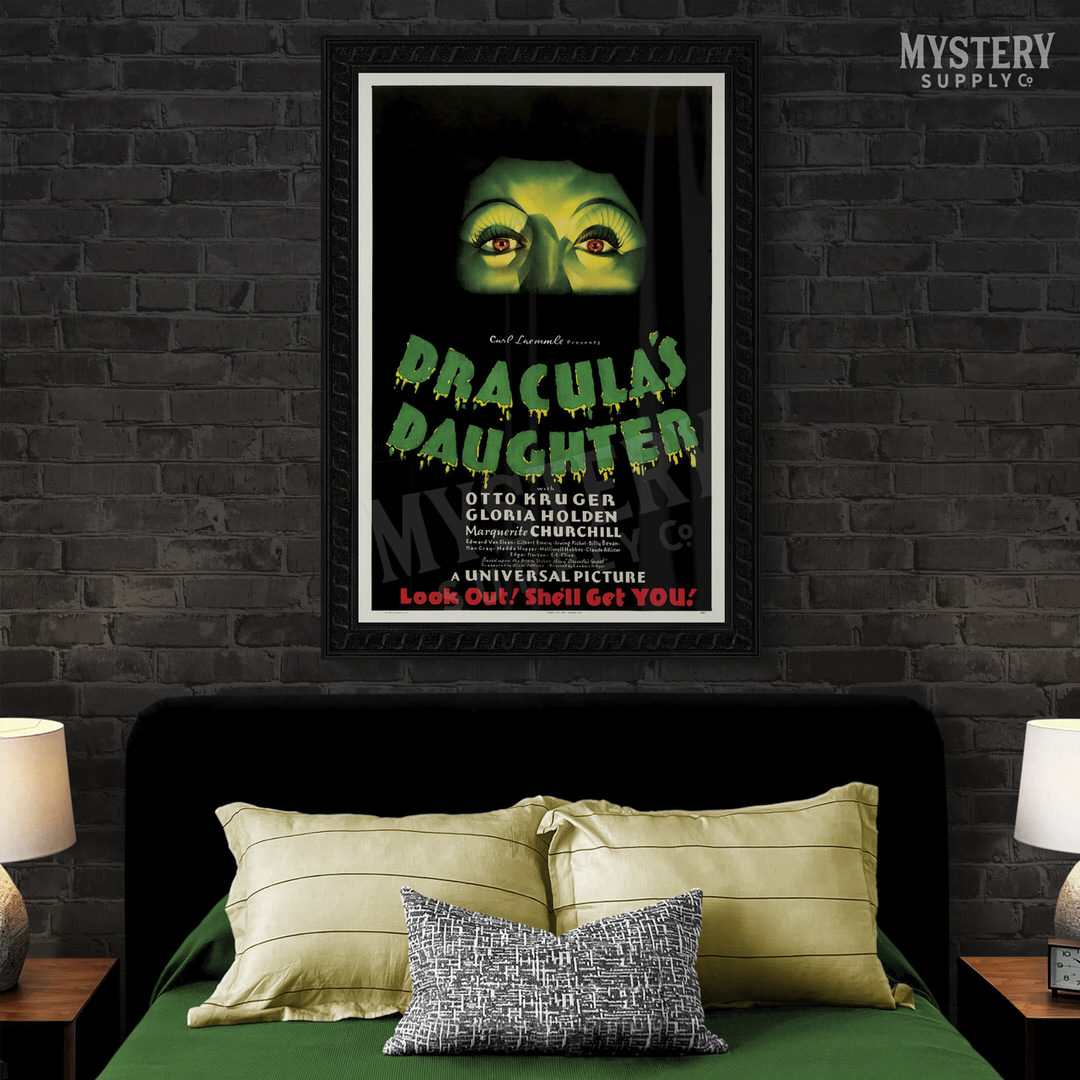 Draculas Daughter 1936 vintage horror vampire monster movie poster reproduction from Mystery Supply Co. @mysterysupplyco