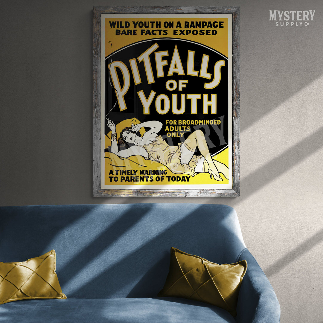 Pitfalls of Youth 1936 vintage marijuana reefer weed cannabis exploitation movie poster reproduction from Mystery Supply Co. @mysterysupplyco