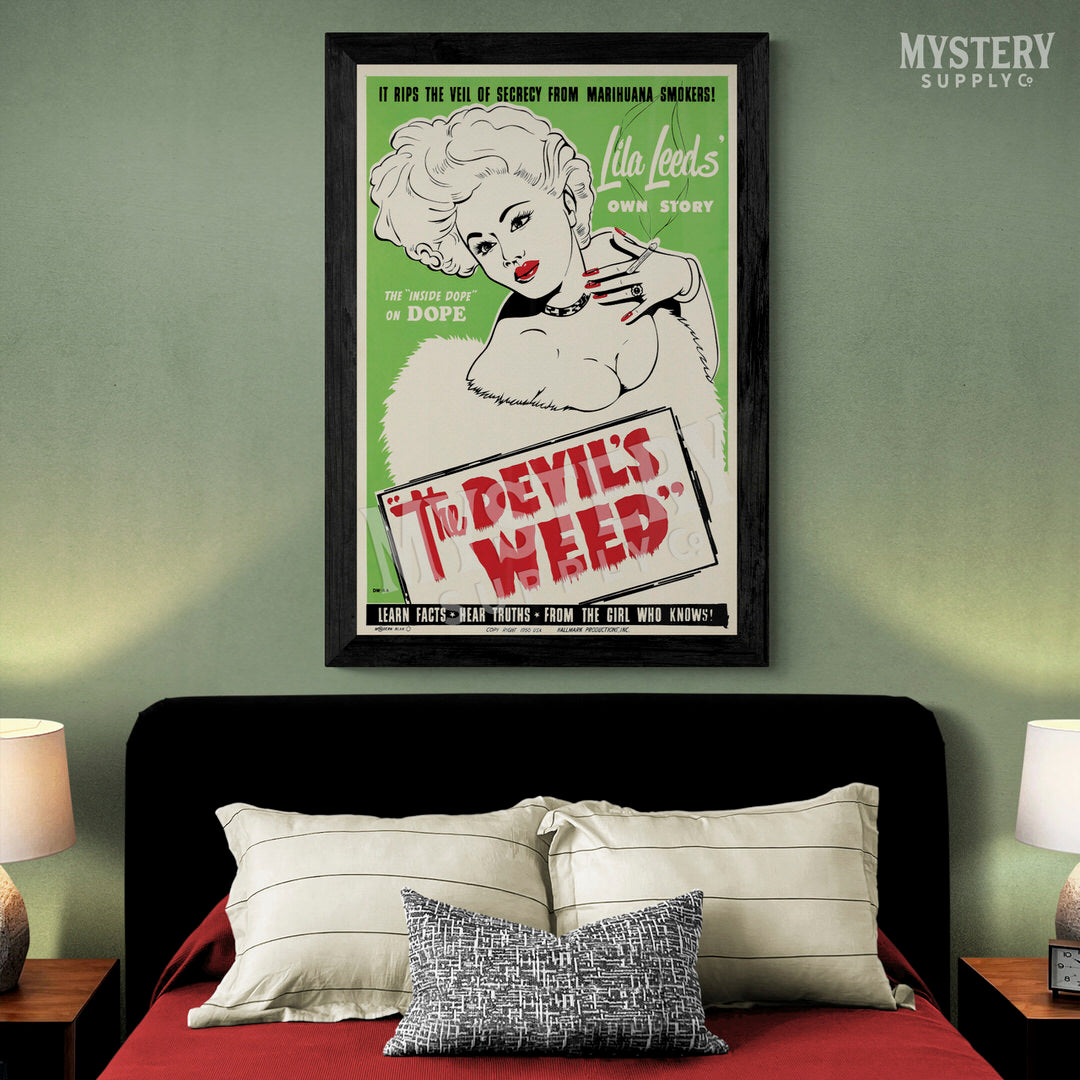 The Devils Weed 1949 vintage marijuana weed cannabis exploitation movie poster reproduction from Mystery Supply Co. @mysterysupplyco