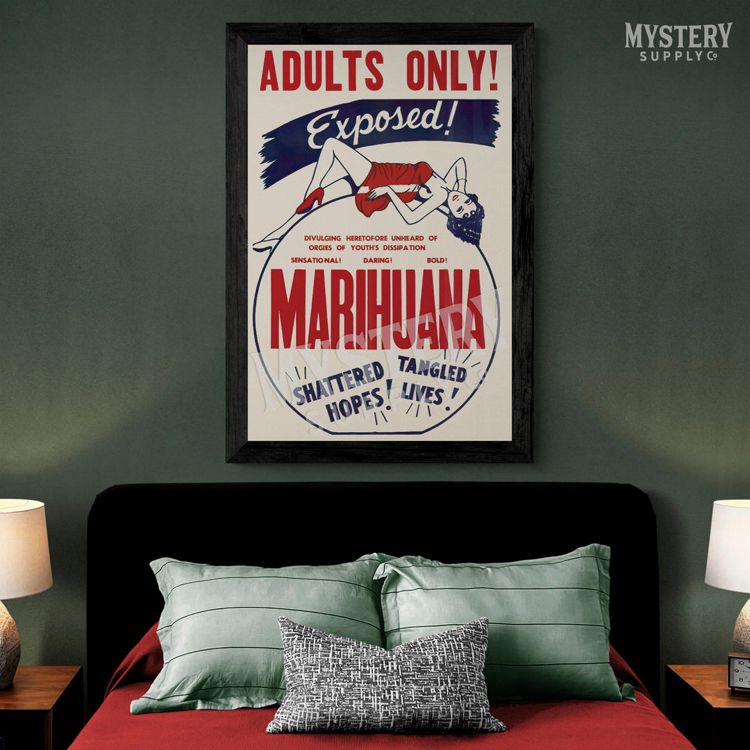 Marihuana Exposed 1936 vintage marijuana weed cannabis exploitation movie poster reproduction from Mystery Supply Co. @mysterysupplyco
