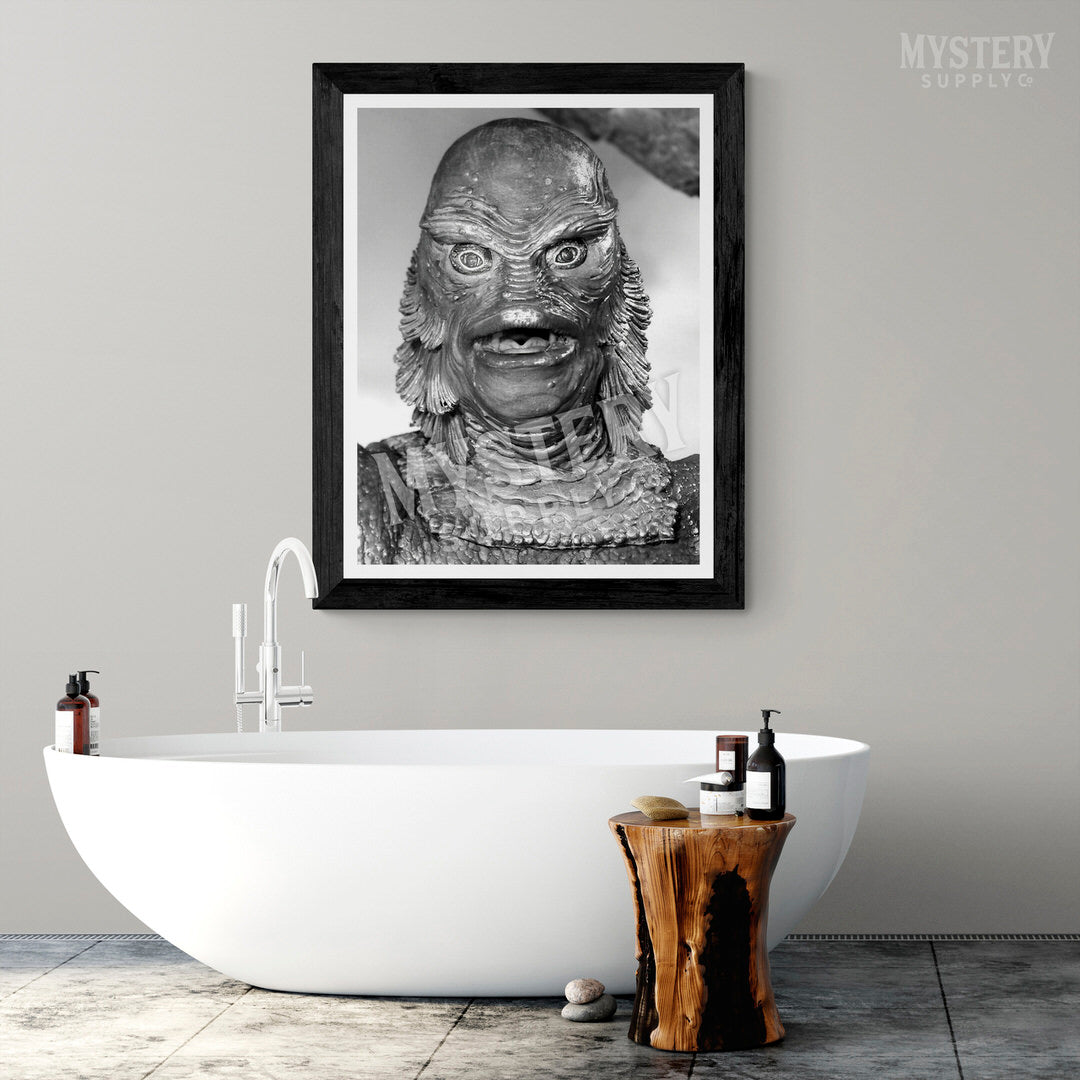 Creature from the Black Lagoon 1954 vintage horror monster gill man black and white photo reproduction from Mystery Supply Co. @mysterysupplyco