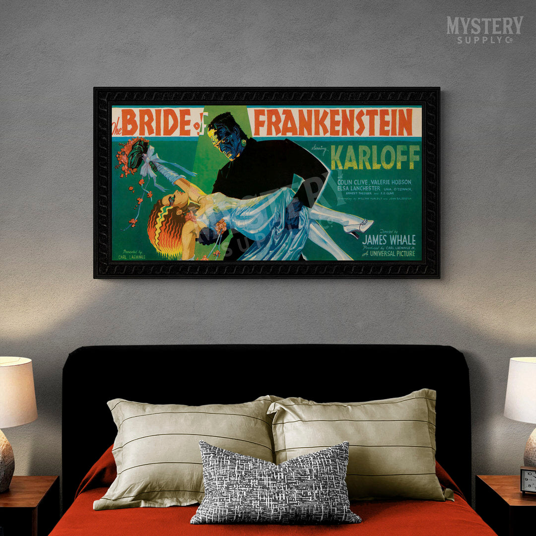 Bride of Frankenstein 1935 vintage promotional illustration horror monster movie poster reproduction from Mystery Supply Co. @mysterysupplyco