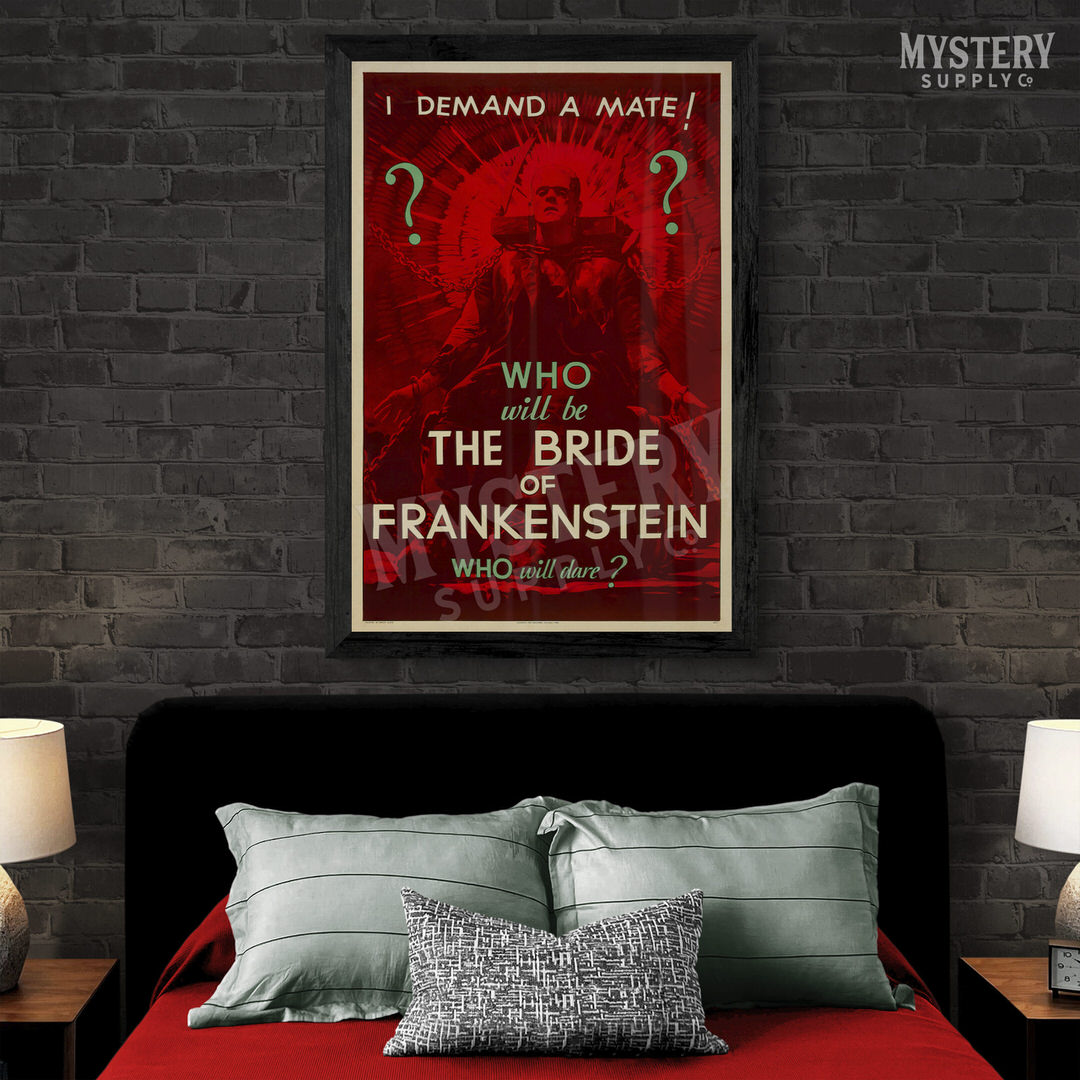 The Bride of Frankenstein 1935 vintage horror monster movie poster teaser reproduction from Mystery Supply Co. @mysterysupplyco