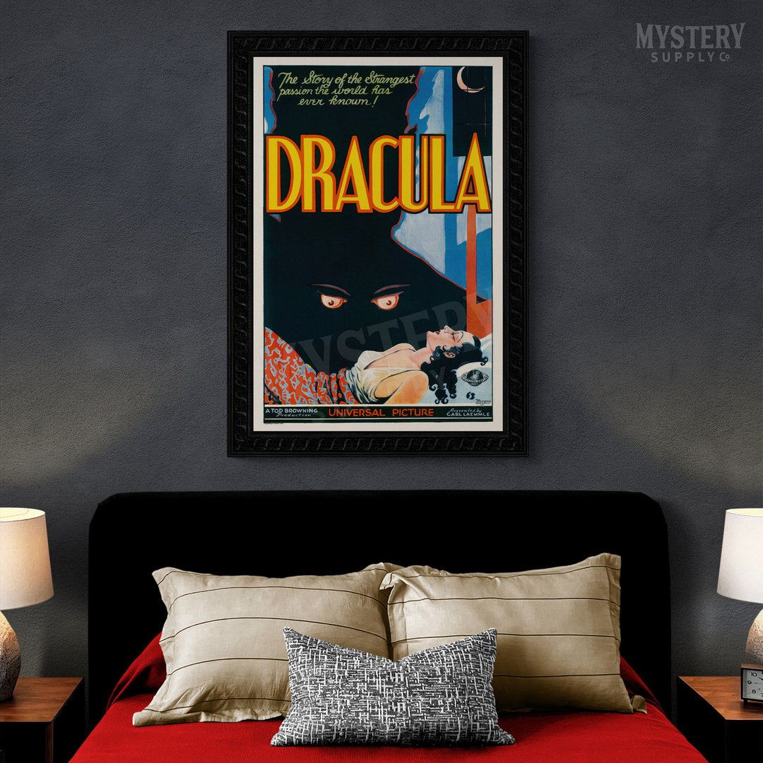 Dracula 1931 vintage horror monster vampire eyes movie poster style c reproduction from Mystery Supply Co. @mysterysupplyco