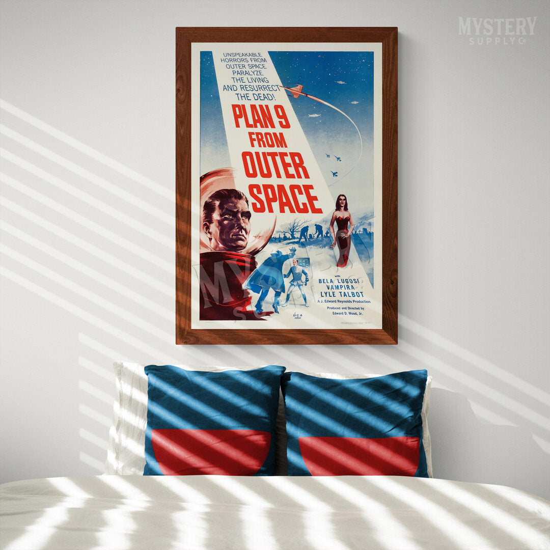 Plan 9 From Outer Space 1958 vintage science fiction UFO spaceship alien movie poster reproduction from Mystery Supply Co. @mysterysupplyco