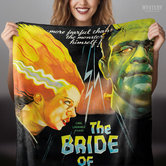 The Bride of Frankenstein 1935 vintage horror monster movie velveteen plush throw blanket from Mystery Supply Co. @mysterysupplyco