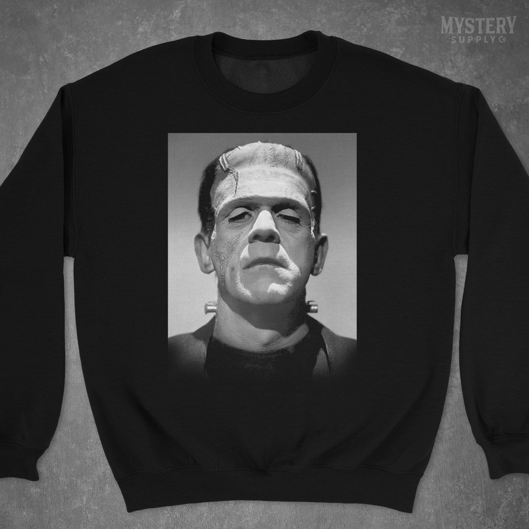 Frankenstein 1931 Vintage Horror Movie Monster Black and White Photo Mens Womens Unisex Heavy Blend Crewneck Sweatshirt from Mystery Supply Co. @mysterysupplyco