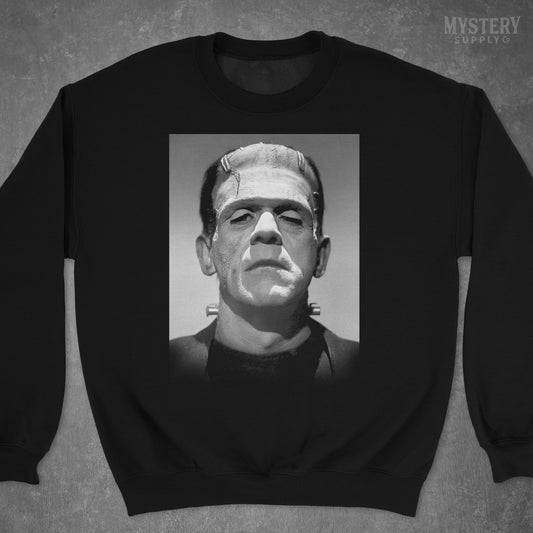 Frankenstein 1931 Vintage Horror Movie Monster Black and White Photo Mens Womens Unisex Heavy Blend Crewneck Sweatshirt from Mystery Supply Co. @mysterysupplyco