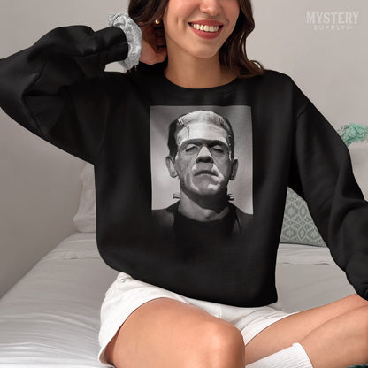 Frankenstein 1931 Vintage Horror Movie Monster Black and White Photo Mens Womens Unisex Heavy Blend Crewneck Sweatshirt from Mystery Supply Co. @mysterysupplyco