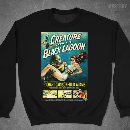 Creature from the Black Lagoon 1954 vintage horror monster gill man movie poster Mens Womens Unisex Heavy Blend Crewneck Sweatshirt from Mystery Supply Co. @mysterysupplyco