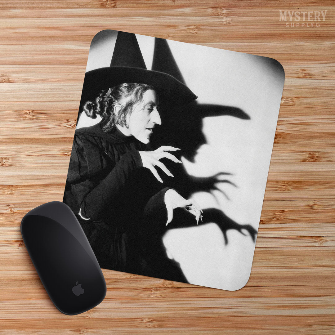 Wicked Witch of the West 1930s vintage profile with shadow Margaret Hamilton Wizard of Oz black and white movie photo reproduction mousepad office decor desk accessories from Mystery Supply Co. @mysterysupplyco