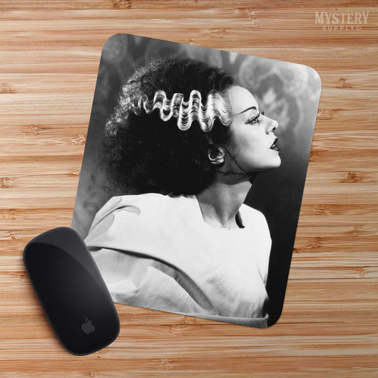 Bride of Frankenstein 1935 Vintage Horror Movie Monster Black and White Elsa Lanchester Profile mousepad office decor desk accessories from Mystery Supply Co. @mysterysupplyco
