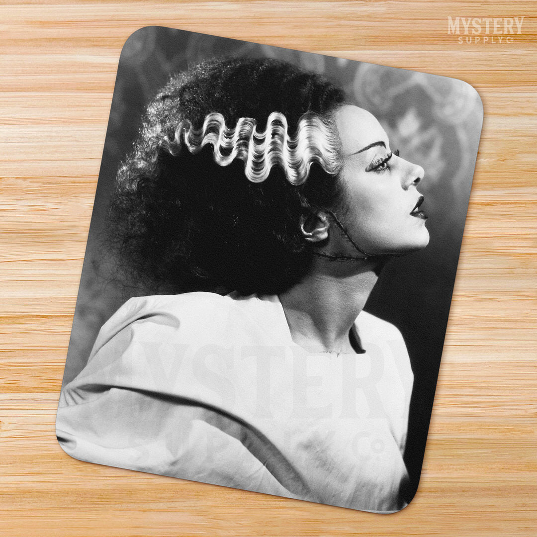 Bride of Frankenstein 1935 Vintage Horror Movie Monster Black and White Elsa Lanchester Profile mousepad office decor desk accessories from Mystery Supply Co. @mysterysupplyco