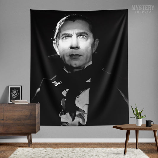 Dracula 1930s Vintage Bela Lugosi Horror Movie Vampire Monster Black and White Tapestry Wall Hanging from Mystery Supply Co. @mysterysupplyco