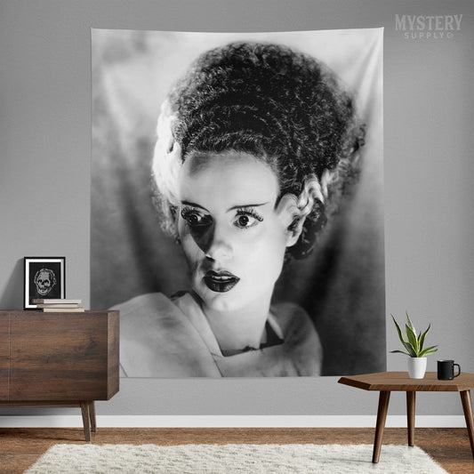 Bride of Frankenstein 1935 Vintage Elsa Lanchester Horror Movie Monster Black and White Photo Tapestry Wall Hanging from Mystery Supply Co. @mysterysupplyco