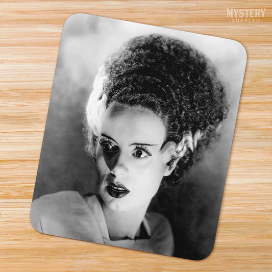 Bride of Frankenstein 1935 Vintage Elsa Lanchester Horror Movie Monster Black and White Photo mousepad office decor desk accessories from Mystery Supply Co. @mysterysupplyco