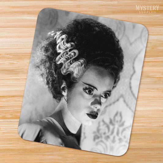 Bride of Frankenstein 1935 Vintage Horror Movie Monster Black and White Dramatic Photo mousepad office decor desk accessories from Mystery Supply Co. @mysterysupplyco