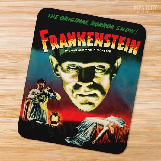 Frankenstein 1947 vintage horror monster movie Boris Karloff mousepad office decor desk accessories from Mystery Supply Co. @mysterysupplyco