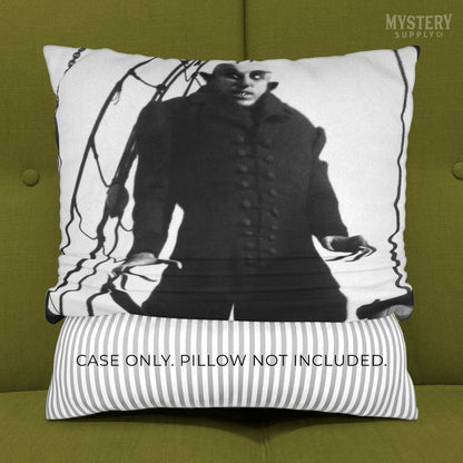 Nosferatu 1922 vintage horror monster vampire movie Dracula Count Orlok double sided decorative throw pillow case home decor from Mystery Supply Co. @mysterysupplyco