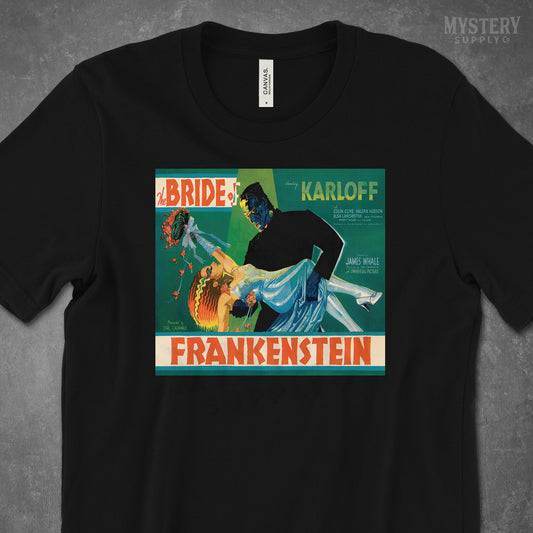 Bride of Frankenstein 1935 vintage promotional illustration horror monster movie poster Mens Womens Unisex T-Shirt from Mystery Supply Co. @mysterysupplyco