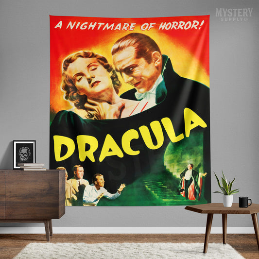 Dracula 1947 vintage horror Bela Lugosi vampire monster movie Tapestry Wall Hanging from Mystery Supply Co. @mysterysupplyco