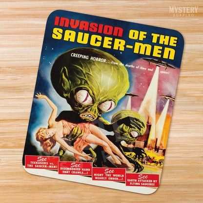 Invasion of the Saucer-Men 1957 vintage science fiction UFO flying saucer alien martian movie mousepad office decor desk accessories from Mystery Supply Co. @mysterysupplyco