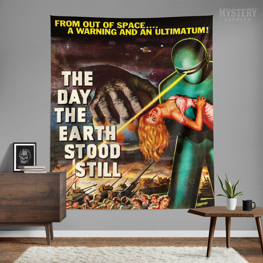 The Day the Earth Stood Still 1951 vintage science fiction robot movie Tapestry Wall Hanging from Mystery Supply Co. @mysterysupplyco