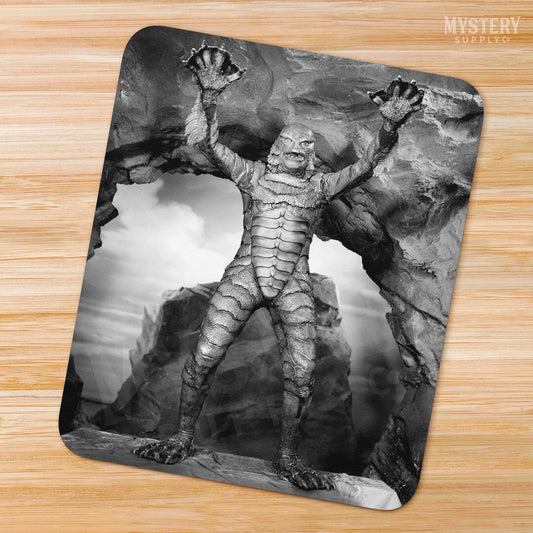 Creature from the Black Lagoon 1954 vintage horror monster gill man scary pose black and white photo mousepad office decor desk accessories from Mystery Supply Co. @mysterysupplyco