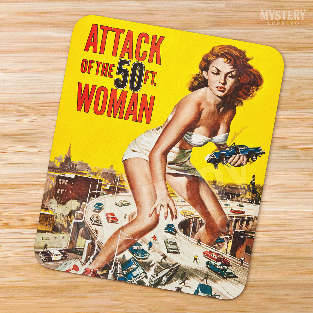 Attack of the 50 Foot Woman 1958 vintage science fiction movie mousepad office decor desk accessories from Mystery Supply Co. @mysterysupplyco